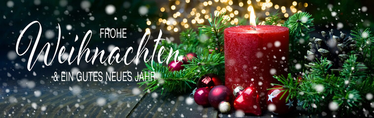 Frohe Weihnachten means Merry Christmas & Happy New Year - German text - Christmas Greeting Card...