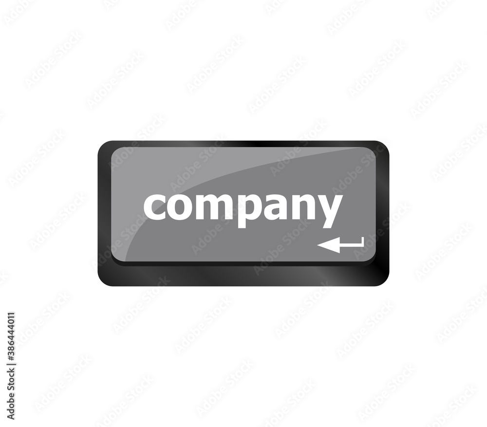 Aufkleber computer keyboard key with company button. business concept