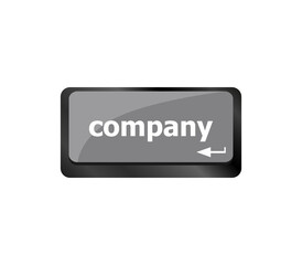 computer Keyboard key with company button. Business concept