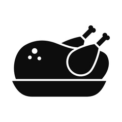roasted chicken icon, silhouette style