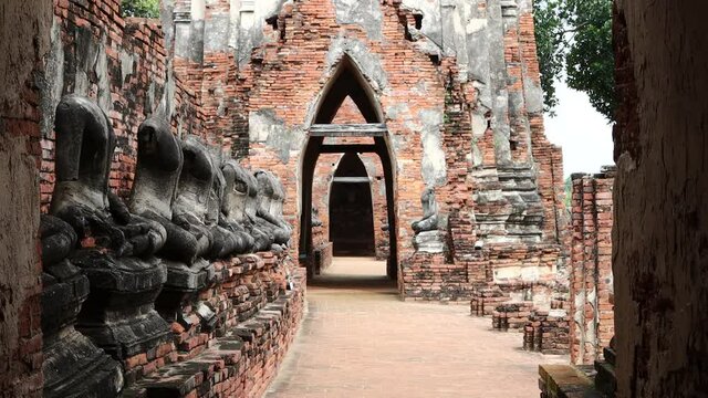 Sitting Buddha image on cement, Built in modern history in Ayutthaya, Thailand 