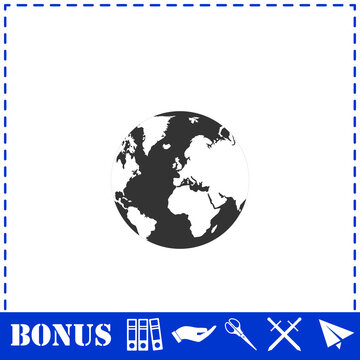 Globe Earth icon flat