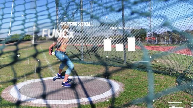 Data processing against female athlete throwing discus