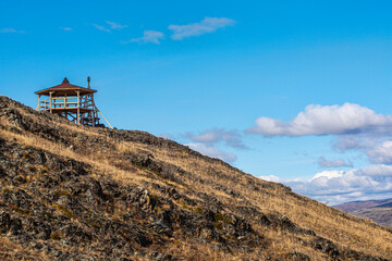 panoramic view of picturesque snowy mountains tops