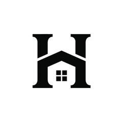 home house initial letter h black bold logo vector icon illustration design isolated white background