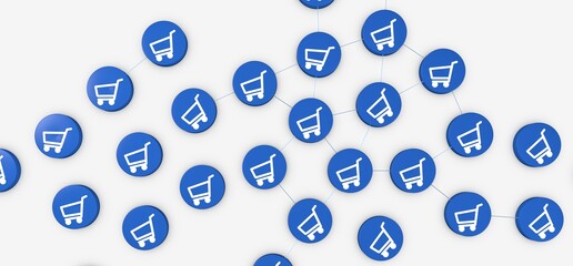 Shopping Cart Flat Design E-Commerce 3d illustration