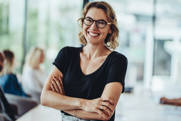 Smiling woman in office