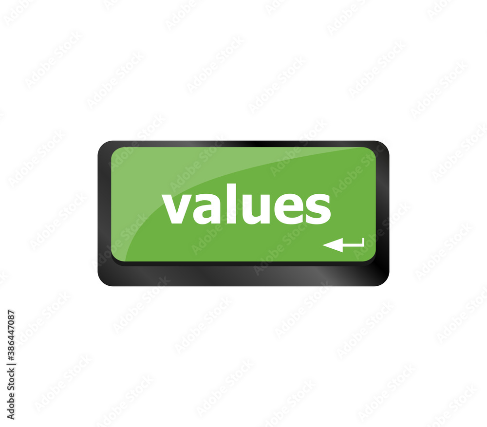 Poster values sign button on computer keyboard button