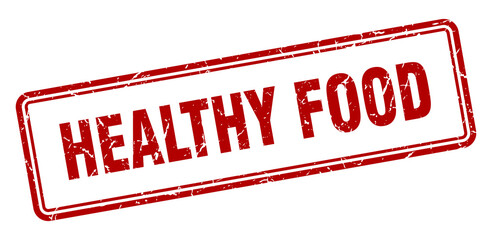 healthy food stamp. square grunge sign on white background
