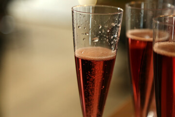 glasses with champagne on the table