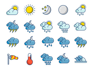 Filled Line Weather Premium Icon Set Vector