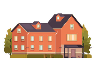 House home building street isolated concept. Vector flat graphic design illustration