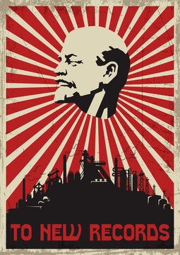 To New Records! Old Soviet Industrial and Social Propaganda Posters Style 