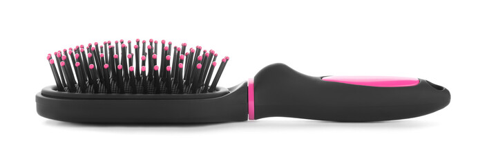 New modern hair brush isolated on white