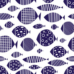 Cute fish. Kids background. Seamless pattern. Can be used in textile industry, paper, background, scrapbooking.