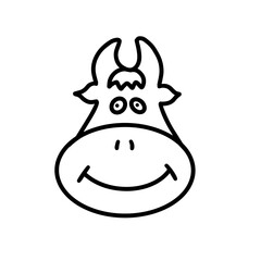 Cute bull isolated on a white background.Symbol of 2021. Vector illustration in the style of Doodle. Greeting card design, printing, advertising