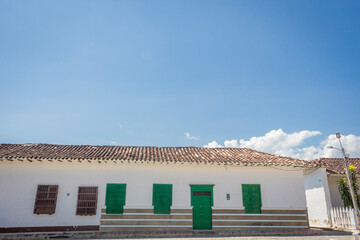 Santa fe de Antioquia, Antioquia / Colombia. January 21, 2018. Old town houses of Santa fe de...