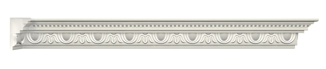 Classic style crown moulding plaster for ceiling isolated on white background