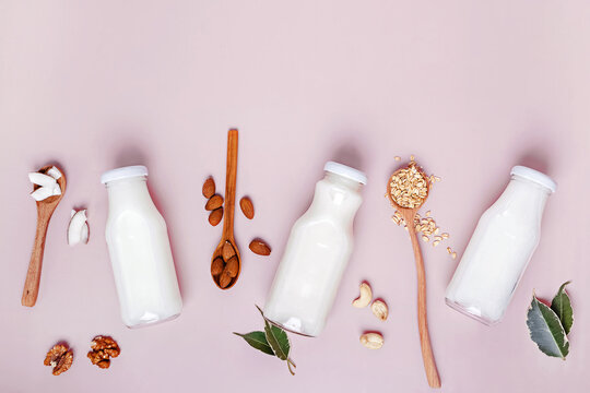 Different types of non dairy vegan milk