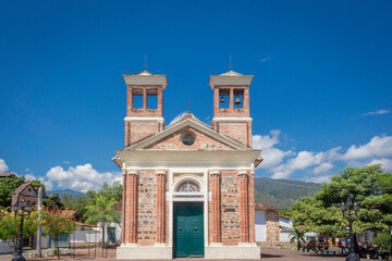 Santa Fe de Antioquia/Colombia - January  2018. The Church of Our Lady of Chiquinquirá is a temple...