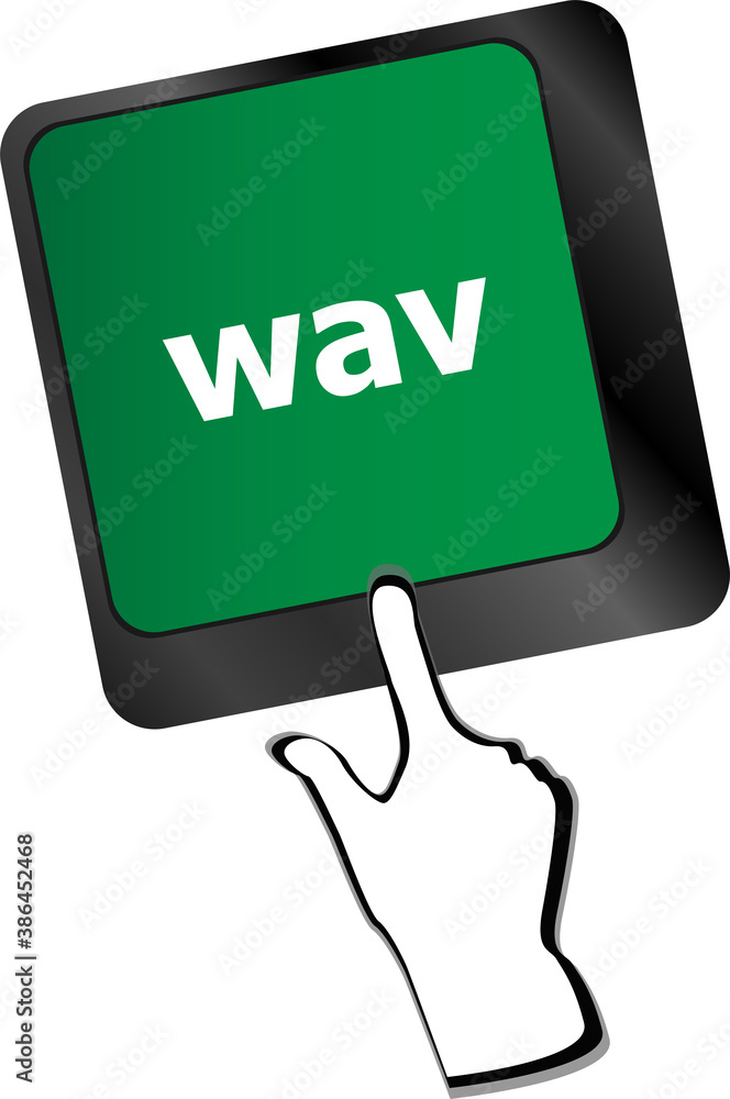 Poster wav word on keyboard keys button