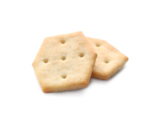 Crispy crackers isolated on white. Delicious snack
