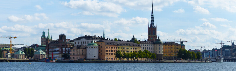 Naklejka premium Panoramic view and bird's eye view of the historic center of Stockholm, Gamla Stan, Stockholm Archipelago.