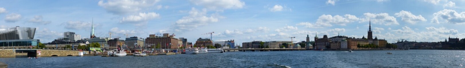 Fototapeta na wymiar Panoramic view and bird's eye view of the historic center of Stockholm, Gamla Stan, Stockholm Archipelago.