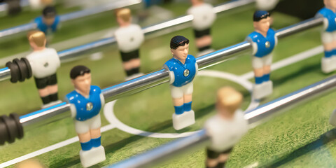 foosball tablepot court with plastic players for leisure in office