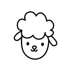 cartoon sheep face icon, line style