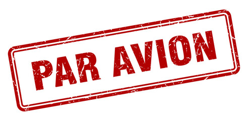 par avion stamp. square grunge sign on white background