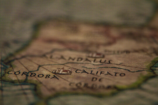 View of the Caliphate of C&oacute;rdoba on old map
