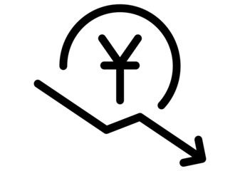 Obraz premium Yuan Rate down icon symbol vector. on white background. eps10