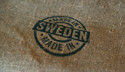 Fototapeta na wymiar Made in Sweden stamp and stamping