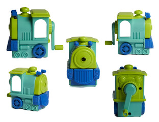 train fantacy shape pencil sharpener on isolated white background