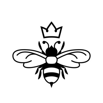 Queen bee glyph icon. Clipart image isolated on white background.