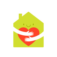 House hugs heart icon. Clipart image isolated on white background.