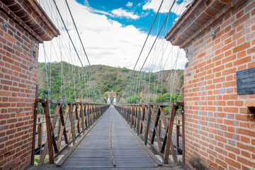 Santa Fe de Antioquia / Colombia - January 21, 2018. Puente de Occidente (Western Bridge) in Santa Fe de Antioquia, Colombia
