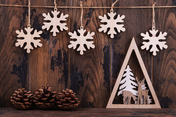 Christmas wooden background and decoration