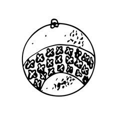 Drawing of an orange decorated with dry cloves. icon of oranges decorated for Christmas. Sketch in the style of doodles.