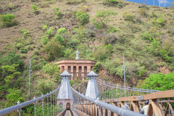 Santa Fe de Antioquia / Colombia - January 21, 2018. Puente de Occidente (Western Bridge) in Santa Fe de Antioquia, Colombia