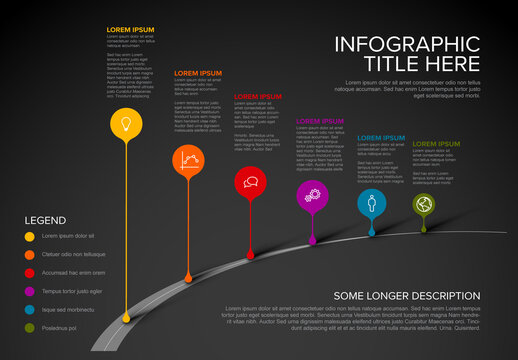 Infographic Layout Road Timeline with Droplet Pointers