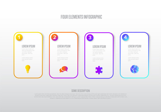 Four White Block Steps Process Infographic Layout