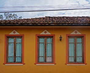 Ancient yellow facade in Prados, Minas Gerais, Brazil