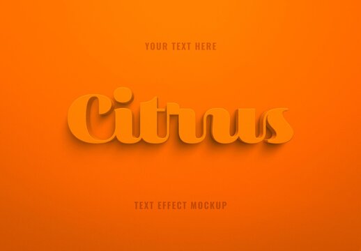 Orange 3D Text Effect Mockup