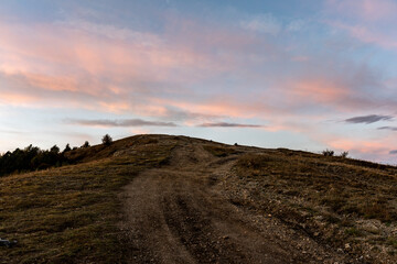 panorama of the unusual form of the mountains against the blue sky