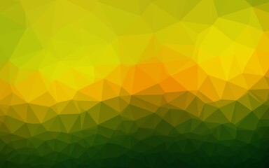 Dark Green, Yellow vector polygon abstract background.