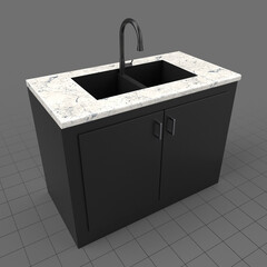 Modern kitchen sink and cabinets