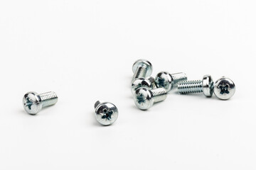 metal steel bolts isolated on white background
