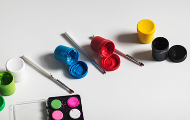 set of watercolor paints for painting.